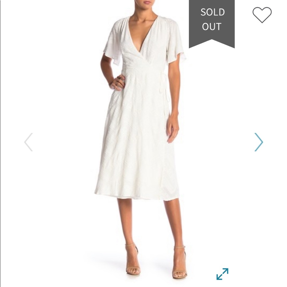 Off white embroidered wrap dress